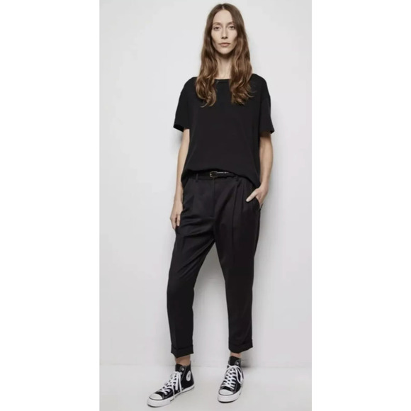 NWT! Nili Lotan 10 Slouchy $575 Virgin Wool Montana Dress Pants Pleated Black - Picture 5 of 13